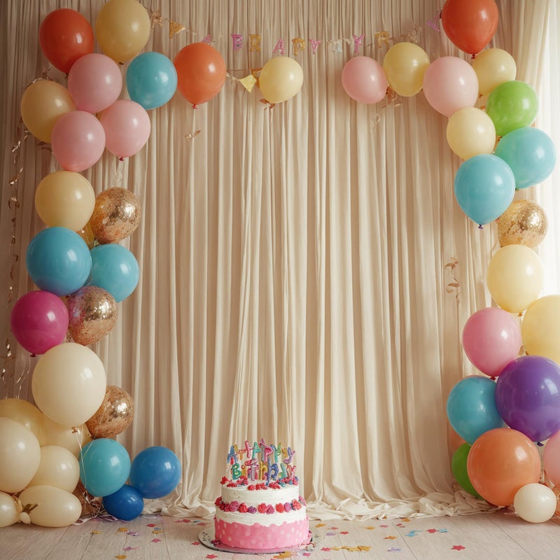 Htper 20ft x 12ft Beige Backdrop Curtain for Parties, Wrinkle Free Polyester 4 Panels 5x12ft Photo Backdrop Drapes Back Drop Cloth for Wedding Birthday Party Baby Shower Photography Background - Image 3