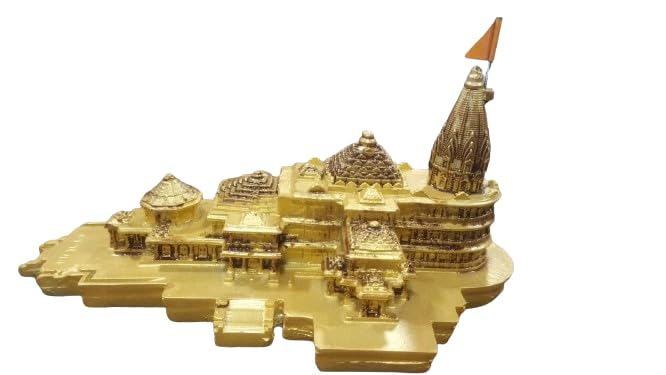 XL Kitchen Shree Ram Mandir Ayodhya Model Temple Idol Car Dash Board Office Study Table Gifitng and Interior Decoration Gold Color - Image 2