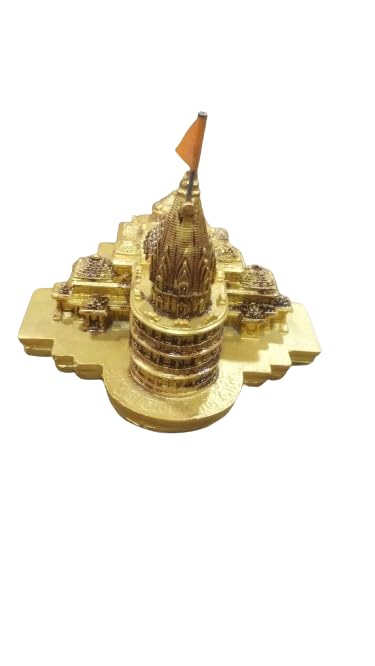 XL Kitchen Shree Ram Mandir Ayodhya Model Temple Idol Car Dash Board Office Study Table Gifitng and Interior Decoration Gold Color - Image 5