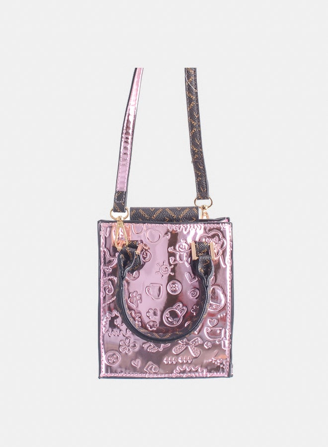 Akher el Ankoud Shiny leather handbag and crossbody bag with magnetic closure  - Image 1