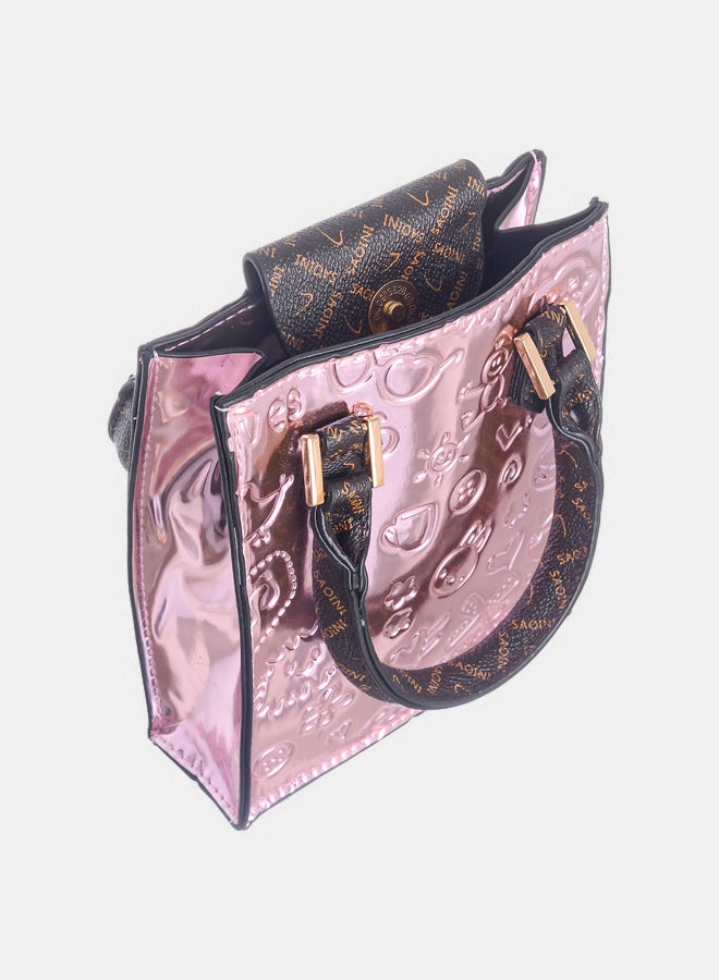 Akher el Ankoud Shiny leather handbag and crossbody bag with magnetic closure  - Image 3