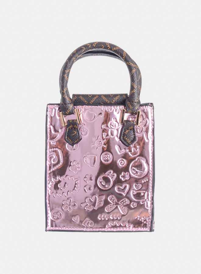 Akher el Ankoud Shiny leather handbag and crossbody bag with magnetic closure  - Image 2