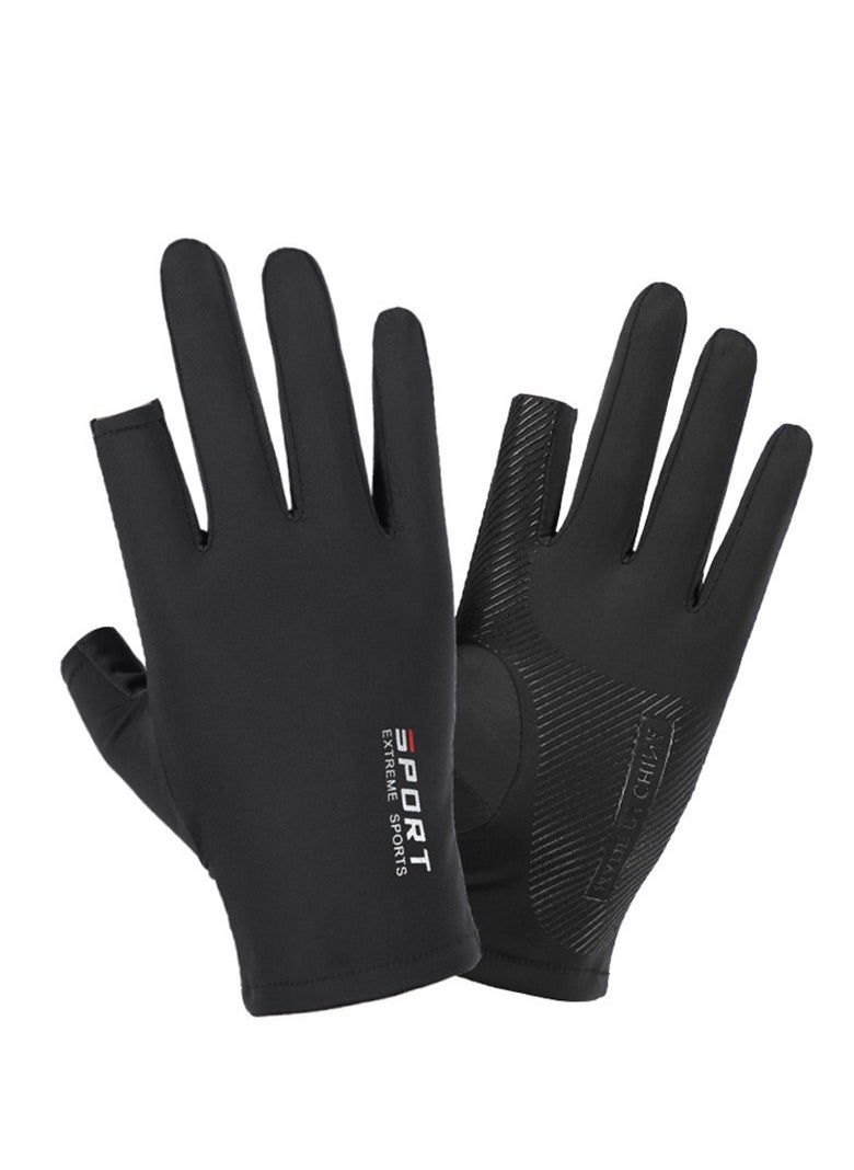 Generic Men's Gloves,Driving Gloves,Ice Silk Non-Slip Gloves,Breathable Thin High Elasticity Anti-UV Protection Gloves,Outdoor Sports Driving Riding Touch Screen Gloves,Black  - Image 4