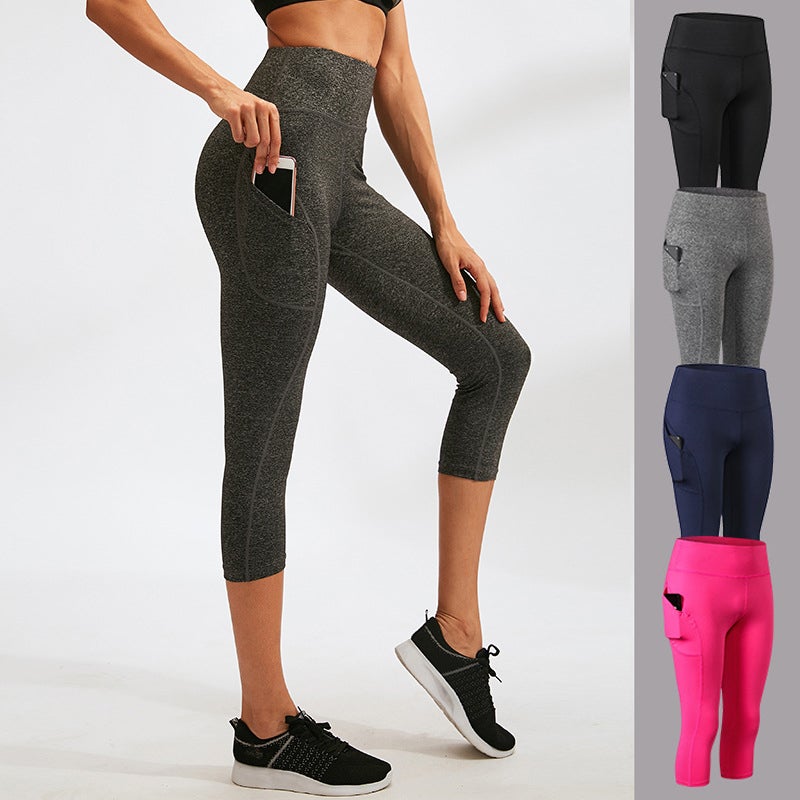 Women Yoga Pants with Pockets High Waist Sporty Leggings Tights Stretch Fitness Workout Running Skinny Bodycon Trousers Gym Home Sportswear - Image 1