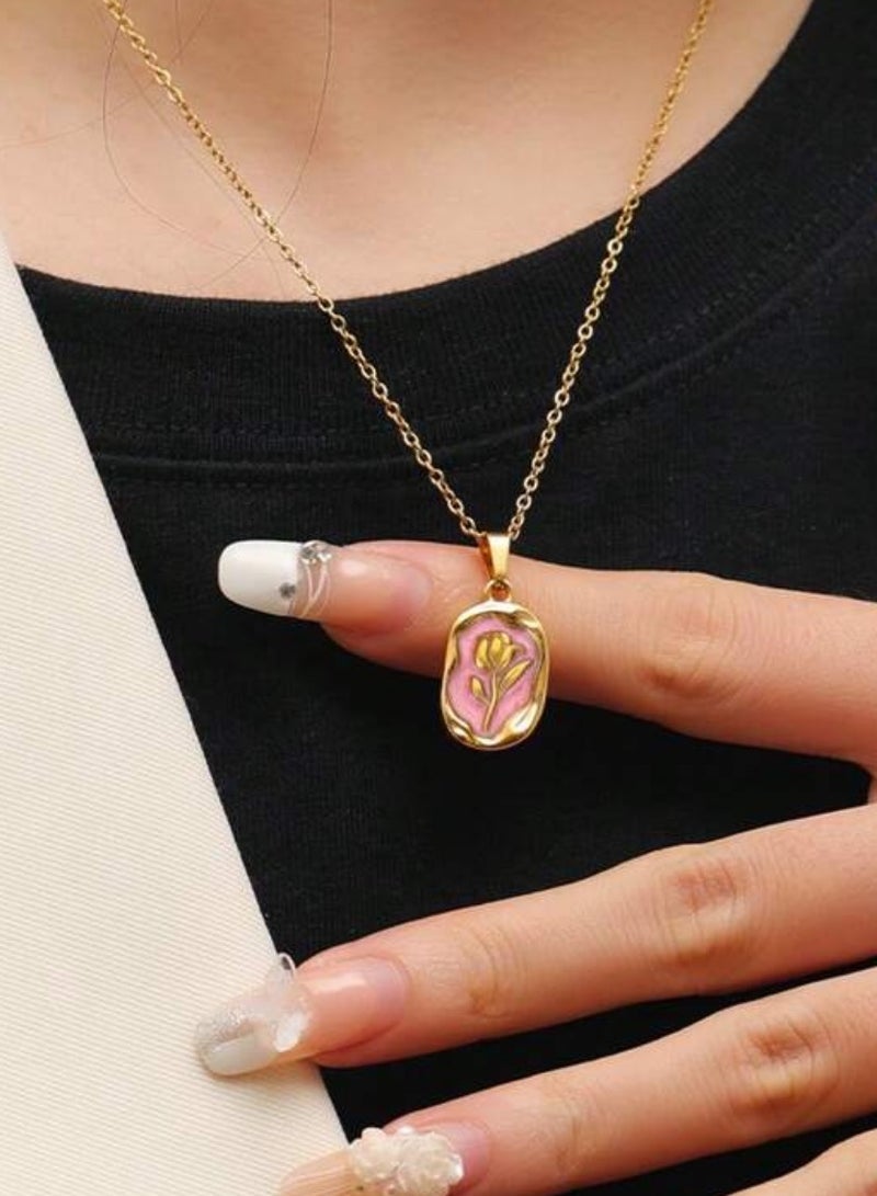 Equal Women's Stainless Steel Gold Plated Necklace Very Elegant - Image 1