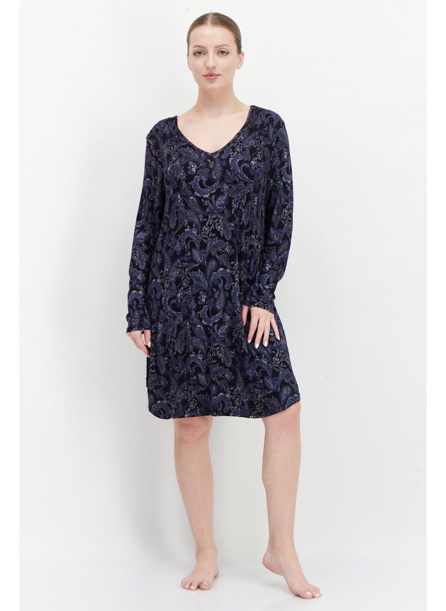 Women Long Sleeves Floral Sleepwear Dress, Navy Combo - pzsku/Z929875ABAD087646B372Z/45/_/1726108799/8b2eb352-0a28-476d-9c8c-20d383010220