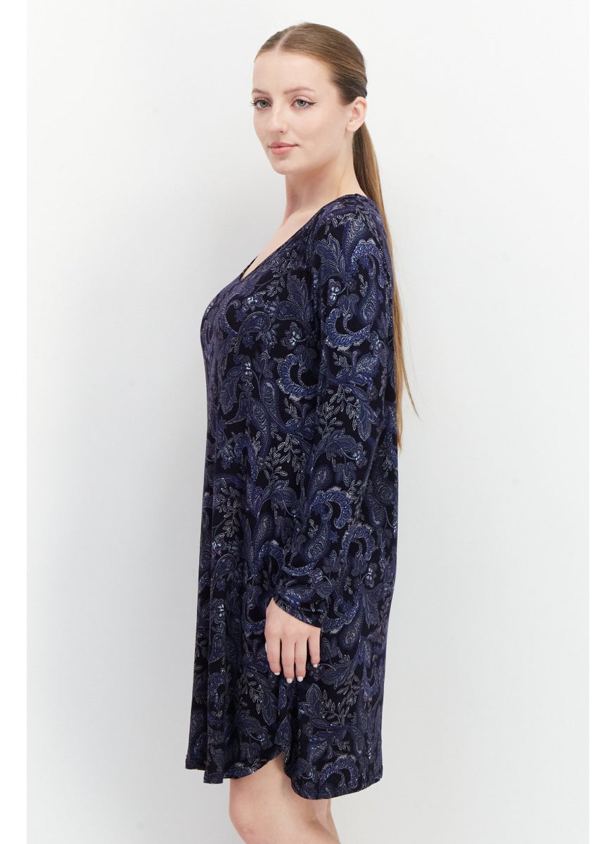 Women Long Sleeves Floral Sleepwear Dress, Navy Combo - pzsku/Z929875ABAD087646B372Z/45/_/1734876894/b23b56b6-153f-48e8-a212-8c34252d8703