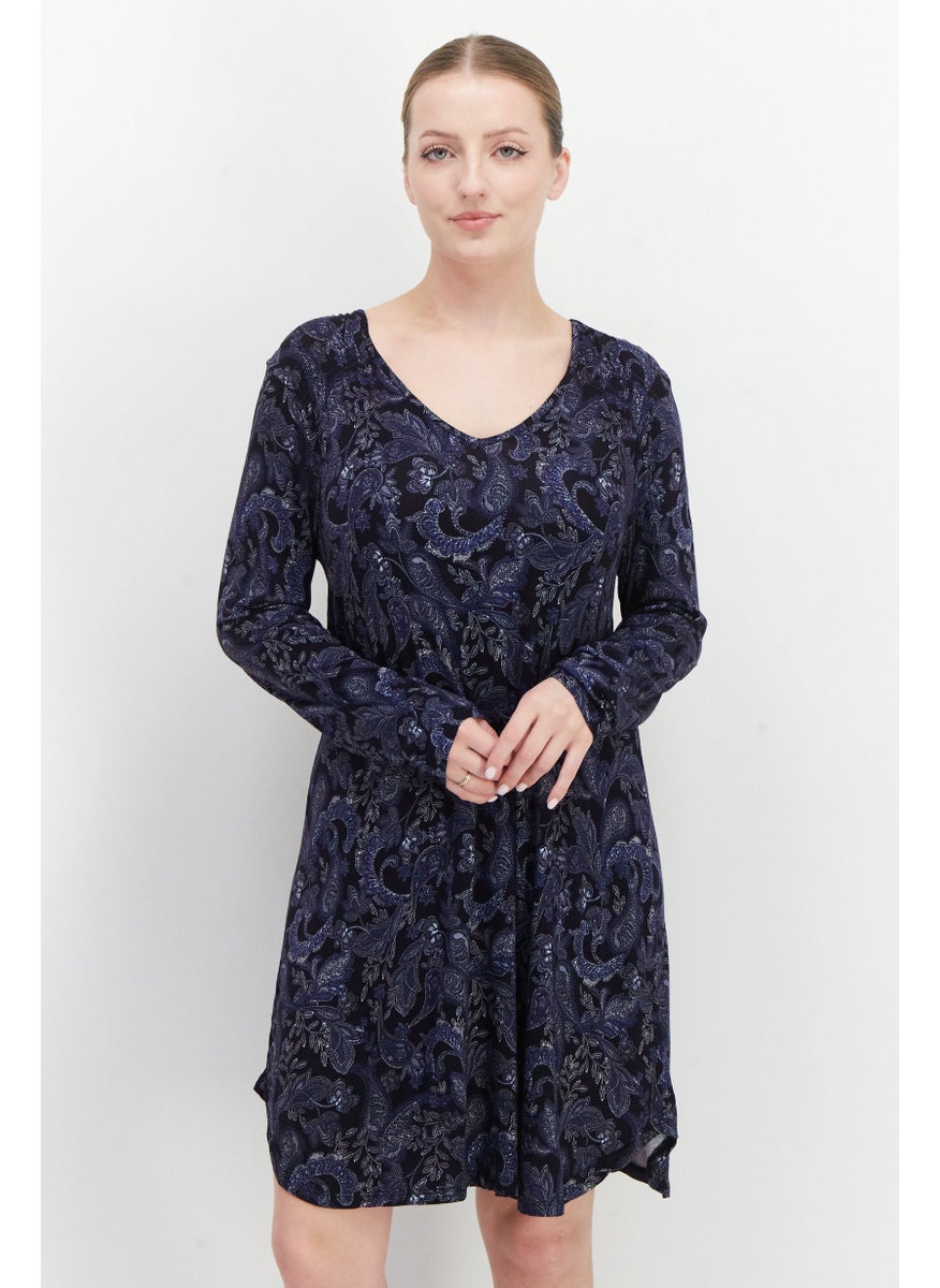 Women Long Sleeves Floral Sleepwear Dress, Navy Combo - pzsku/Z929875ABAD087646B372Z/45/_/1734876945/4e4b15c4-64d0-4b13-8a7b-451df7491fd3