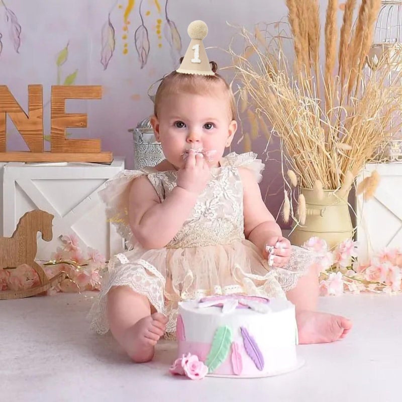 Ereniko Boho 1st Birthday Hat Decorations For Baby Girls Boys Handmade Natural Outfit First Birthday Party Hat Crown - Image 5