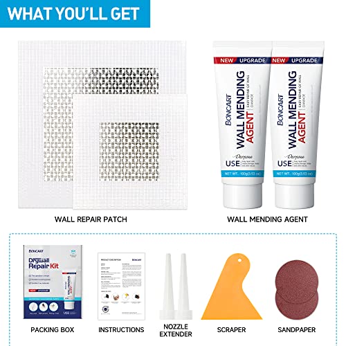 BONCART Spackle Wall Repair Kit, Drywall Repair Patch Kit,Wall Mending Agent Putty,Wall Repair Paste Plaster for Wall Crack/Nail Hole,Wall Repair Patch Kit with Scraper/Sandpaper - Image 2