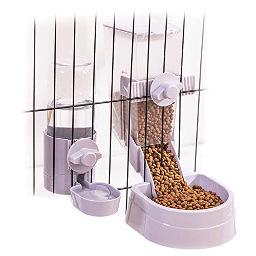 Oncpcare Rabbit Food and Water Bowls Set, Automatic Bunny Feeder Food Dish Small Animal Bin Feeder with Lid for Bunny Cat Ferret Chinchilla Guinea Pig - Image 1