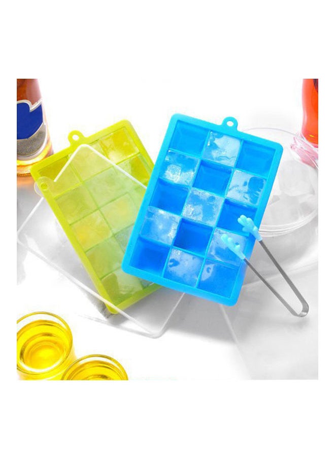 Silicone Ice Cube Trays with Lids Square Ice Cube Molds 15 Ice Cubes Maker Mold for Ice Cream Party Cocktail Whiskey Chocolate Cube Baking Mold Easy Release Dark blue 18.5*3*13cm