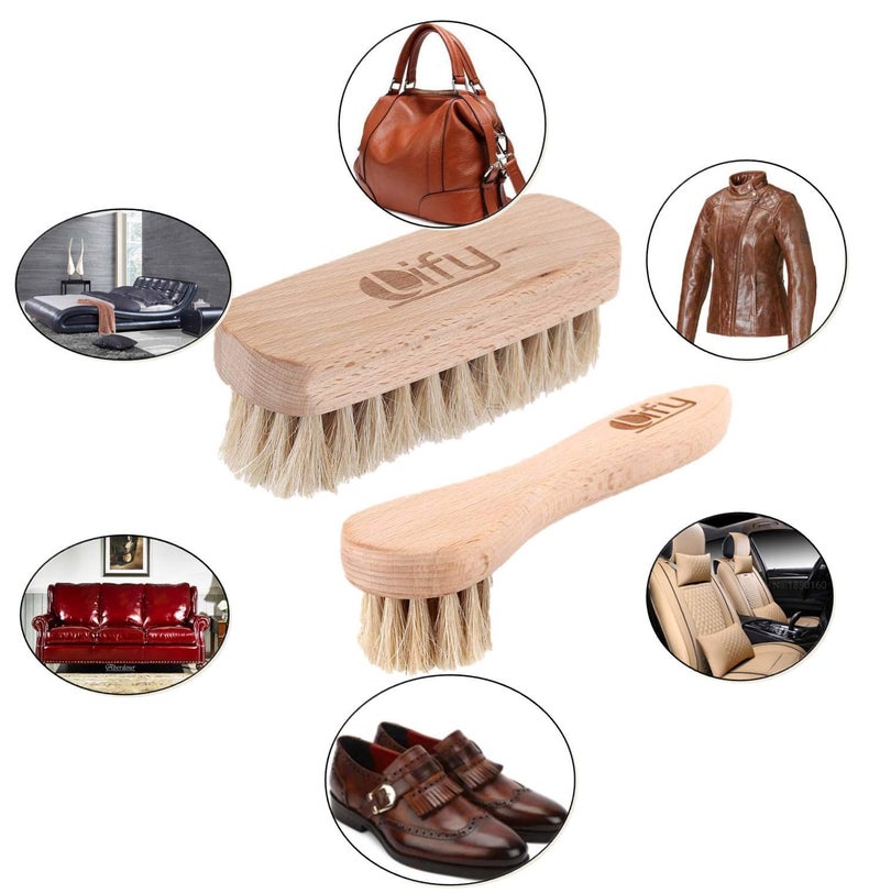 Lify Horsehair Shine Shoes Brush kit Polish Dauber Applicators- A Combo of Shoe Shine Brush (1 Piece) & Applicator Brush (1 (Piece) Brown - Image 5