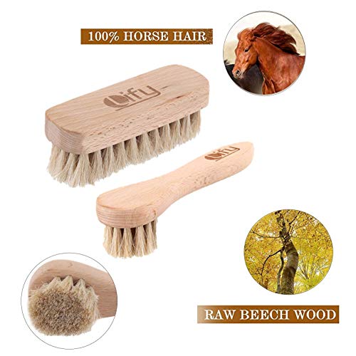 Lify Horsehair Shine Shoes Brush kit Polish Dauber Applicators- A Combo of Shoe Shine Brush (1 Piece) & Applicator Brush (1 (Piece) Brown - Image 4