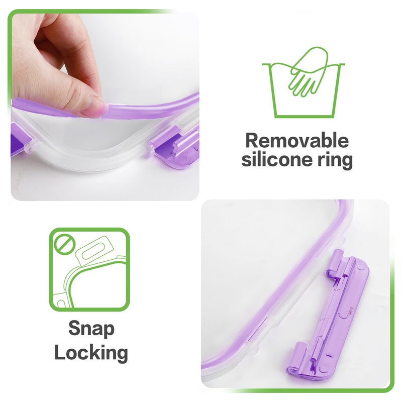 HOMBERKING 10 Pack Borosilicate Glass Meal Prep Containers with Locking Lids, Glass Food Storage Containers Set, Airtight Lunch Bento Boxes, BPA-Free & Leak Proof, 36oz & 14oz, Freezer, Oven Safe-Purple - Image 3