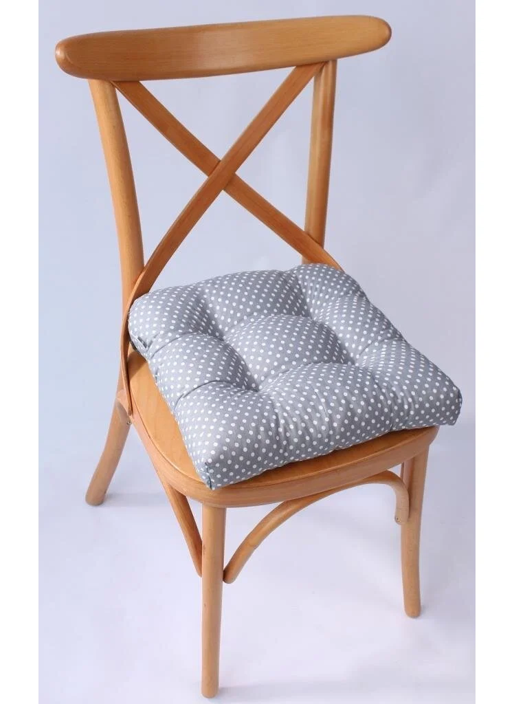 Altın Pamuk Golden Cotton Lina Pofidik Polka Dot Chair Cushion 40 x 40 cm. Grey