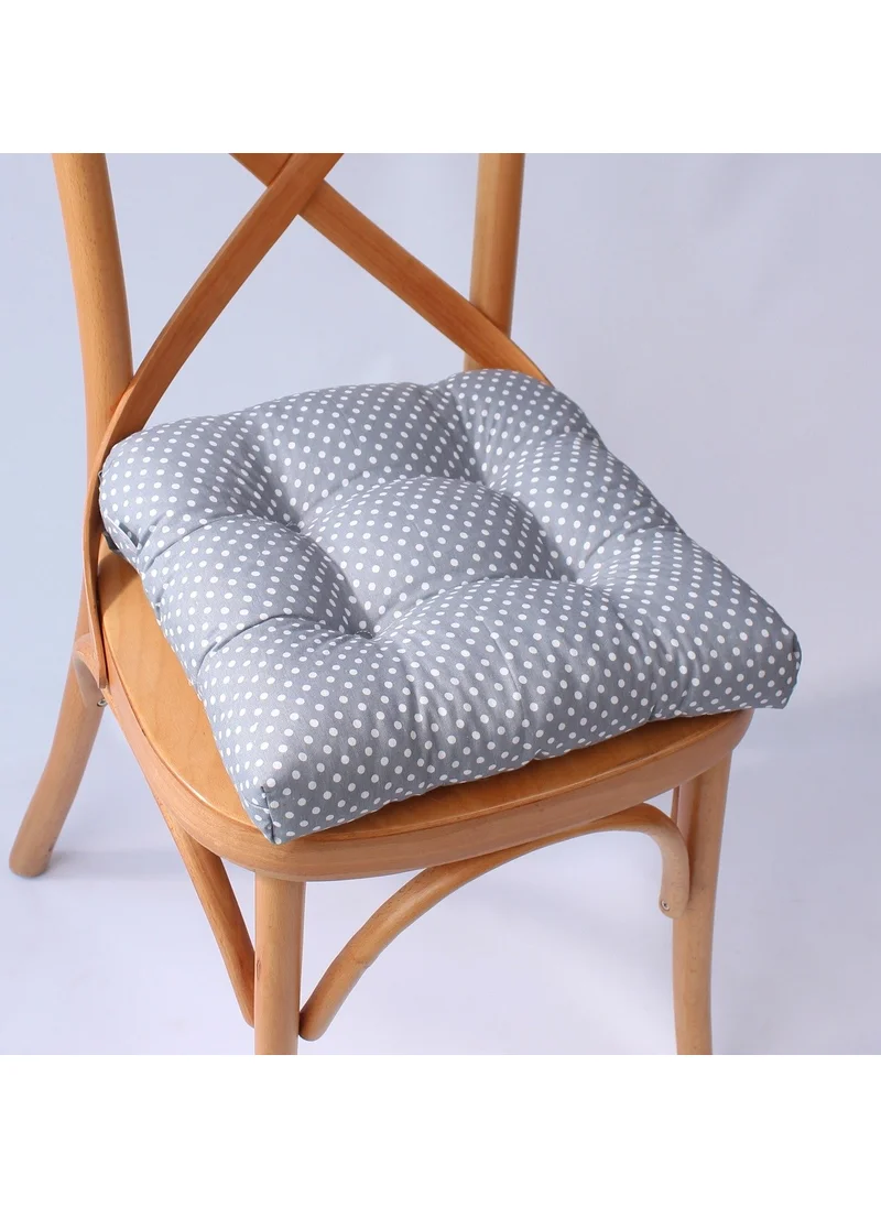 Altın Pamuk Golden Cotton Lina Pofidik Polka Dot Chair Cushion 40 x 40 cm. Grey