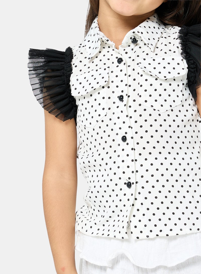 Panco Baby Girls VINTAGE Polka Dot Patterned Shirt - Image 3