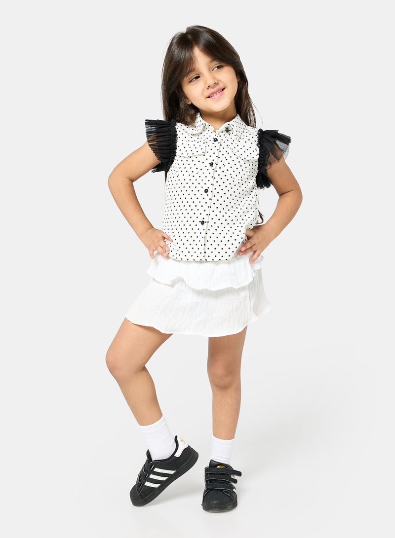 Panco Baby Girls VINTAGE Polka Dot Patterned Shirt - Image 4