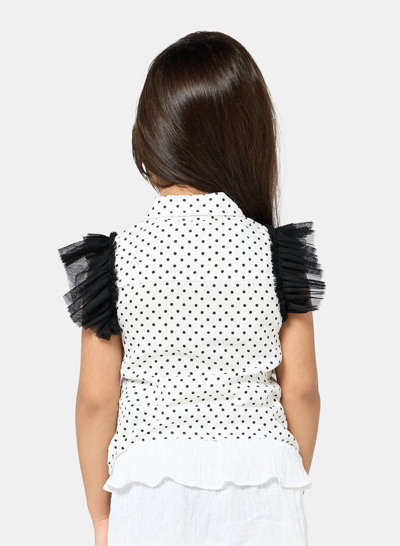 Panco Baby Girls VINTAGE Polka Dot Patterned Shirt - Image 2