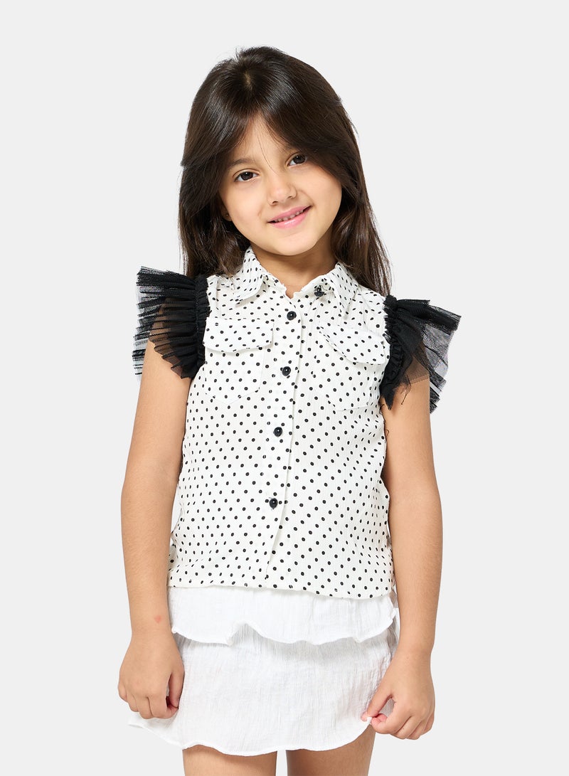 Panco Baby Girls VINTAGE Polka Dot Patterned Shirt - Image 1