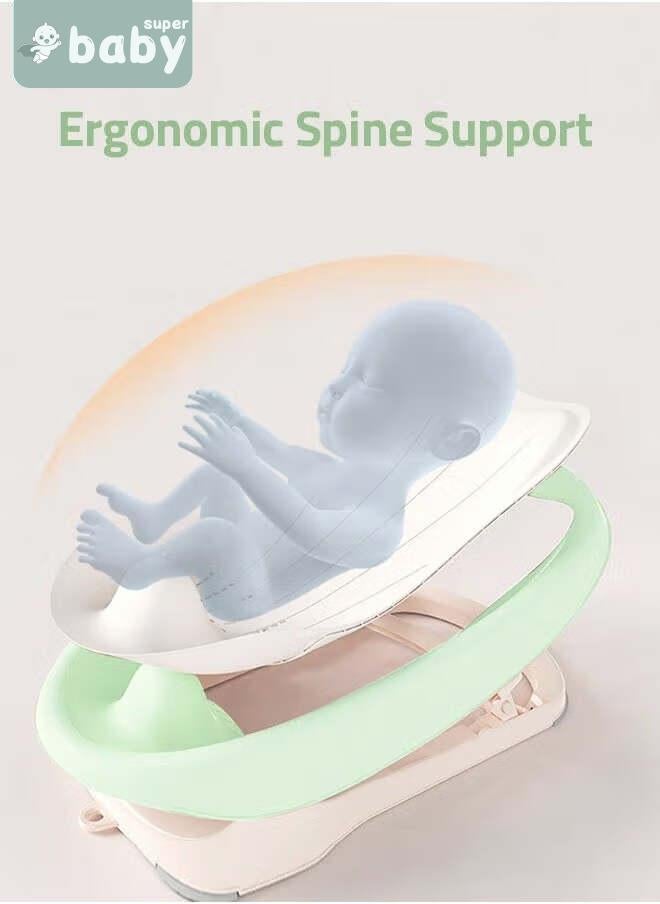 سوبر بيبي كرسي استحمام للأطفال قابل للطي من ببيو مع حمام للأطفال وغسل الشعر وكوب الشامبو وكرسي استحمام للرضع لحديثي الولادة إلى الأطفال الصغار داعم للاستحمام للاستخدام في المغسلة أو حوض الاستحمام يتضمن 3 أوضاع - Image 3