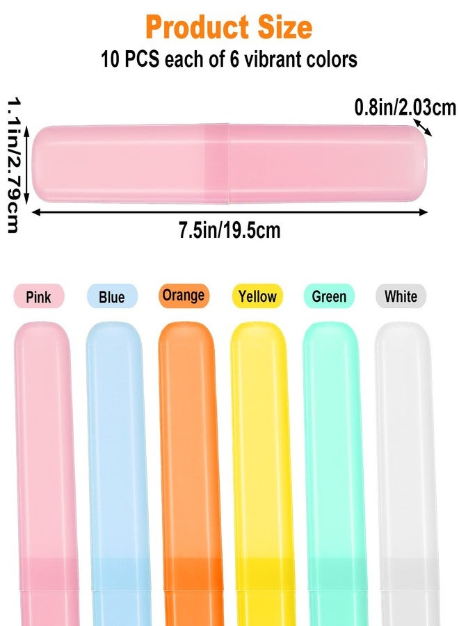 xozeooeu 60 PCS Travel Toothbrush Holders, Bulk Plastic Toothbrush Case Cover with Ventilation Holes, Portable Dust-Proof Toothbrushes Storage for Travel, Home, Camping - 6 Assorted Colors - Image 2