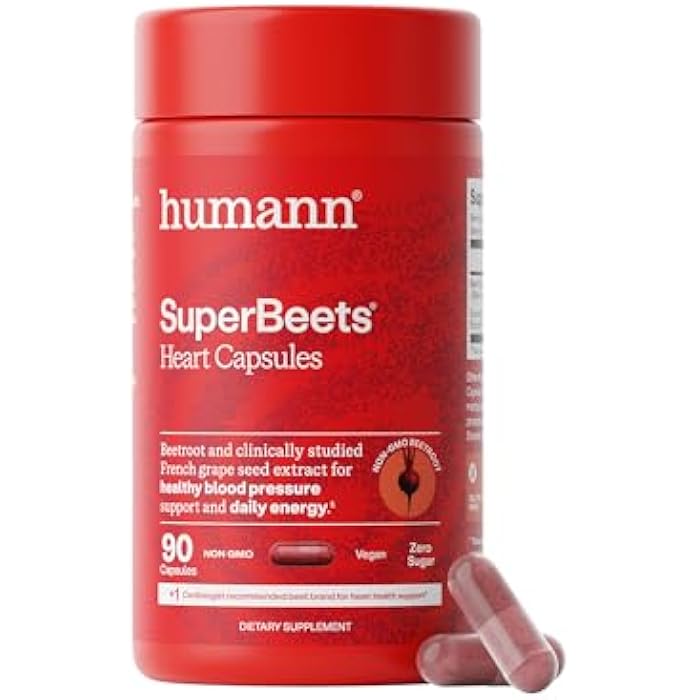Humann SuperBeets Beet Root Capsules Quick Release 1000mg, Helps Support Nitric Oxide Production, Blood Pressure, Heart Health, Contains Non-GMO Beetroot Powder, Studied Antioxidants 90 Count - Image 1
