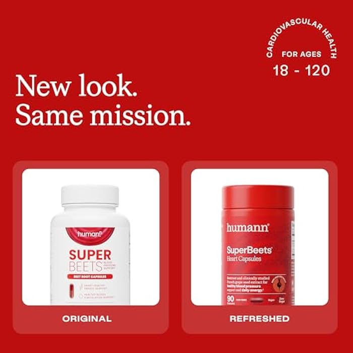 Humann SuperBeets Beet Root Capsules Quick Release 1000mg, Helps Support Nitric Oxide Production, Blood Pressure, Heart Health, Contains Non-GMO Beetroot Powder, Studied Antioxidants 90 Count - Image 2