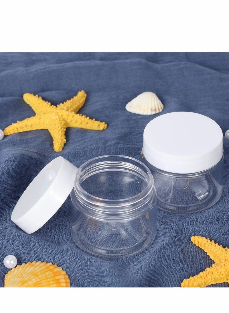 KASTWAVE 6 عبوات 2 أونصة من الجرار البلاستيكية الدائرية الشفافة المقاومة للتسرب مع أغطية بيضاء للسفر التخزين لمستحضرات التجميل، ظلال العين، الأظافر، المسحوق، الطلاء، المجوهرات (2 أونصة) - Image 3