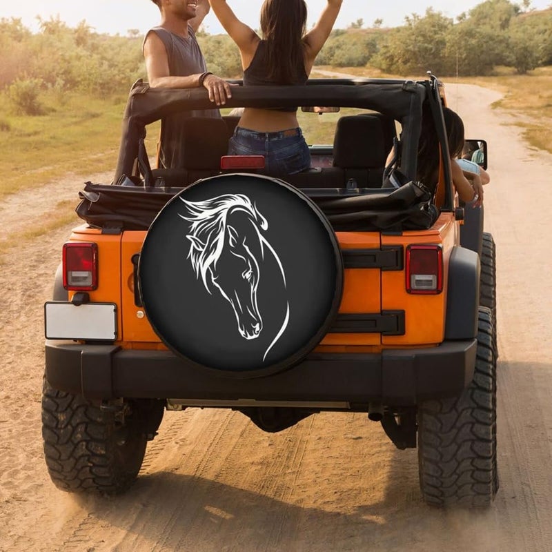 Foruidea Horse Head Spare Tire Cover Dust-Proof Wheel Tire Cover Fit Trailer, RV, SUV and Many Vehicle 15 Inch - Image 4