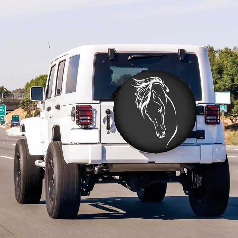 Foruidea Horse Head Spare Tire Cover Dust-Proof Wheel Tire Cover Fit Trailer, RV, SUV and Many Vehicle 15 Inch - Image 3