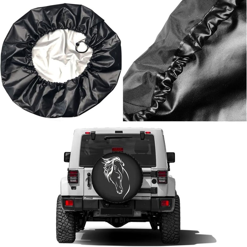 Foruidea Horse Head Spare Tire Cover Dust-Proof Wheel Tire Cover Fit Trailer, RV, SUV and Many Vehicle 15 Inch - Image 5