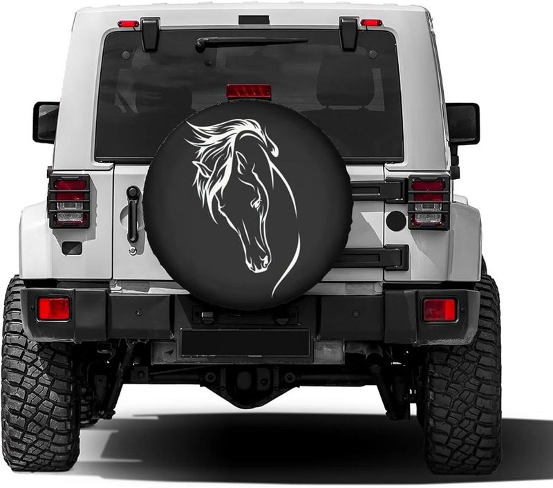 Foruidea Horse Head Spare Tire Cover Dust-Proof Wheel Tire Cover Fit Trailer, RV, SUV and Many Vehicle 15 Inch - Image 2