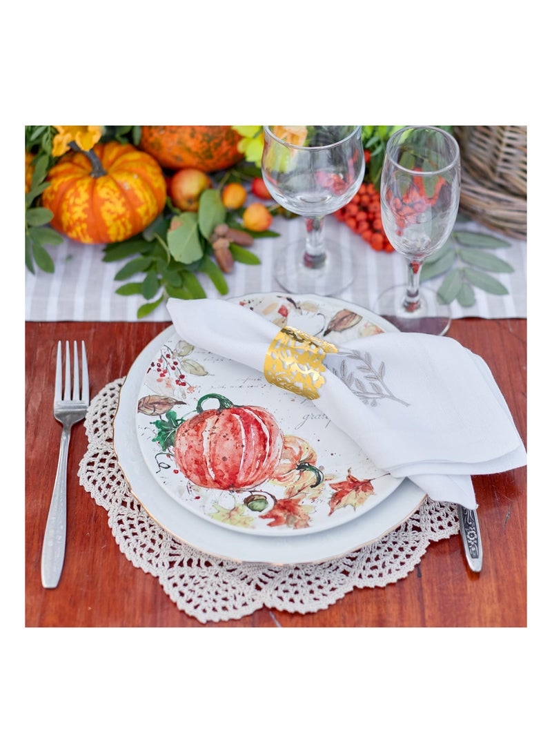 SOLARAE Rose Flower Paper Napkin Rings Gold Disposable Paper Napkin Holder Laser Cut Hollow Napkin Bands Leaf Vine Serviette Rings for Festivals Wedding Party Dinner Events Table Decoration 50 Pcs - Image 5