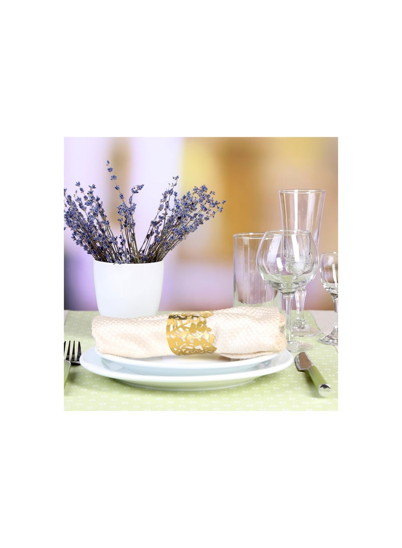 SOLARAE Rose Flower Paper Napkin Rings Gold Disposable Paper Napkin Holder Laser Cut Hollow Napkin Bands Leaf Vine Serviette Rings for Festivals Wedding Party Dinner Events Table Decoration 50 Pcs - Image 4
