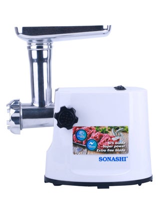 Meat Grinder - Electric Meat Grinder with 2 Cutting Plates, Reverse Function, Stainless Steel Blade | Comes with Large Capacity Metal Hopper 300 W SMG-022N White - view 3