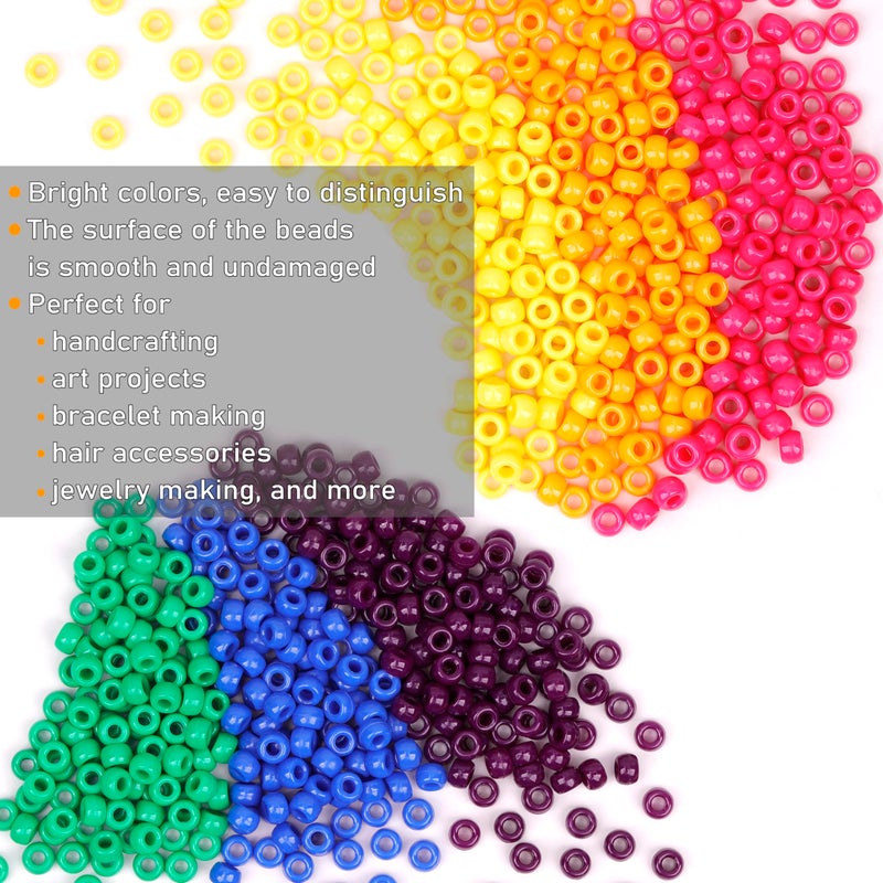 Gmma Colored Pony Beads For Friendship Bracelets 1000 Pcs 6X9Mm Colourful Plastic Beads For Jewelry Making Thanksgiving Autumn Hair Diy Necklace Party Decoration Supplies - Image 2