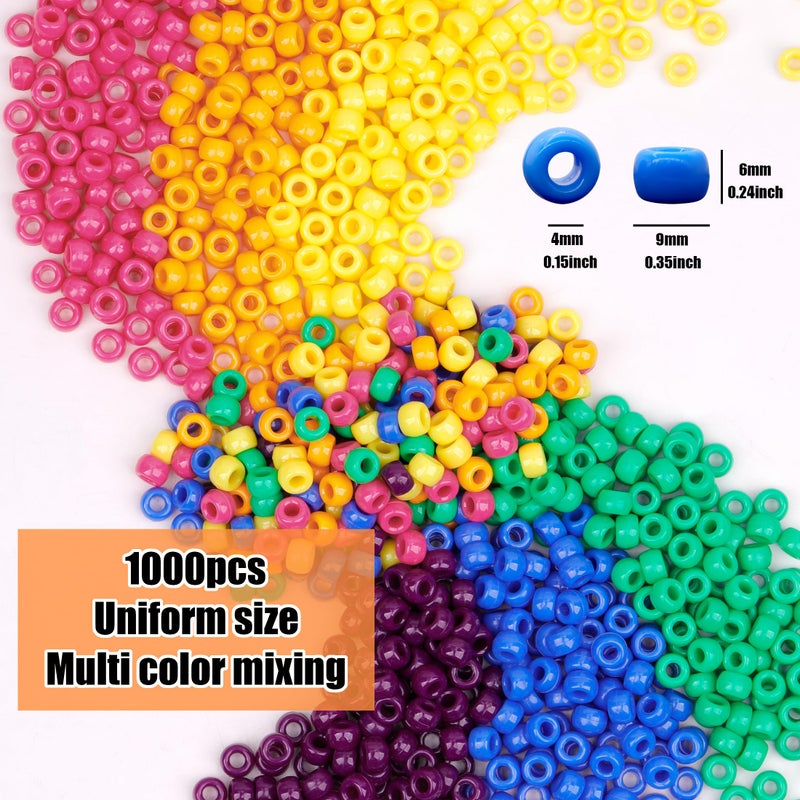 Gmma Colored Pony Beads For Friendship Bracelets 1000 Pcs 6X9Mm Colourful Plastic Beads For Jewelry Making Thanksgiving Autumn Hair Diy Necklace Party Decoration Supplies - Image 3