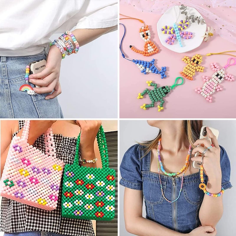 Gmma Colored Pony Beads For Friendship Bracelets 1000 Pcs 6X9Mm Colourful Plastic Beads For Jewelry Making Thanksgiving Autumn Hair Diy Necklace Party Decoration Supplies - Image 4