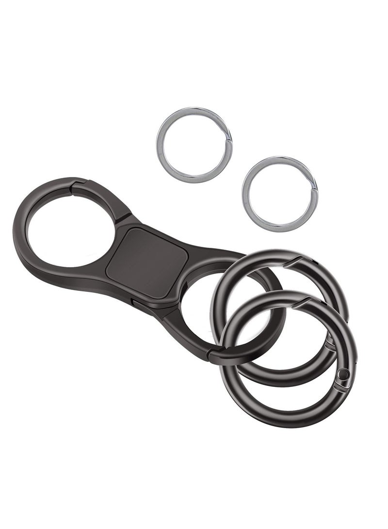 Key-Chain with Quick-Release Spring Clip Keyrings - Heavy Duty Car Keychain for Men or Women for Most Car Keys Embedded in PU Leather, 2.8 * 1.1 Inch Black - Image 1