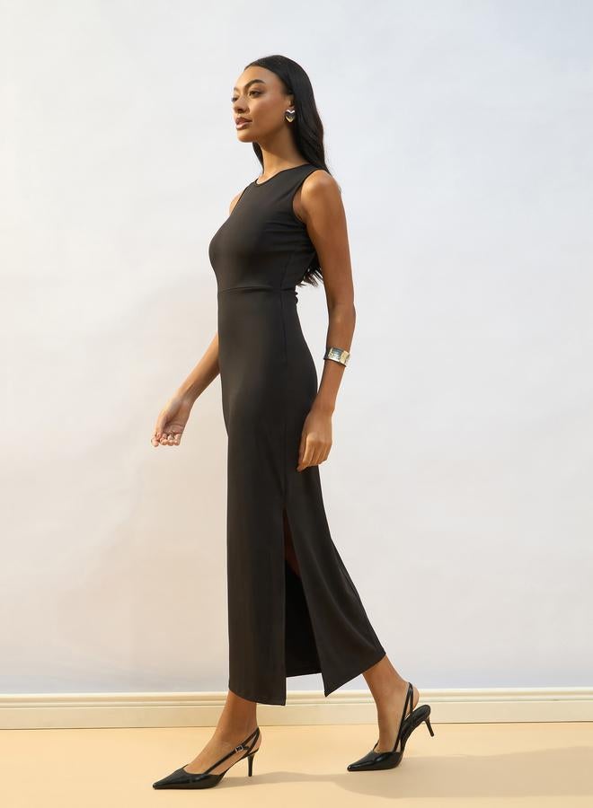 ساسافراس فستان ميدي ضيق بدون أكمام - Image 3