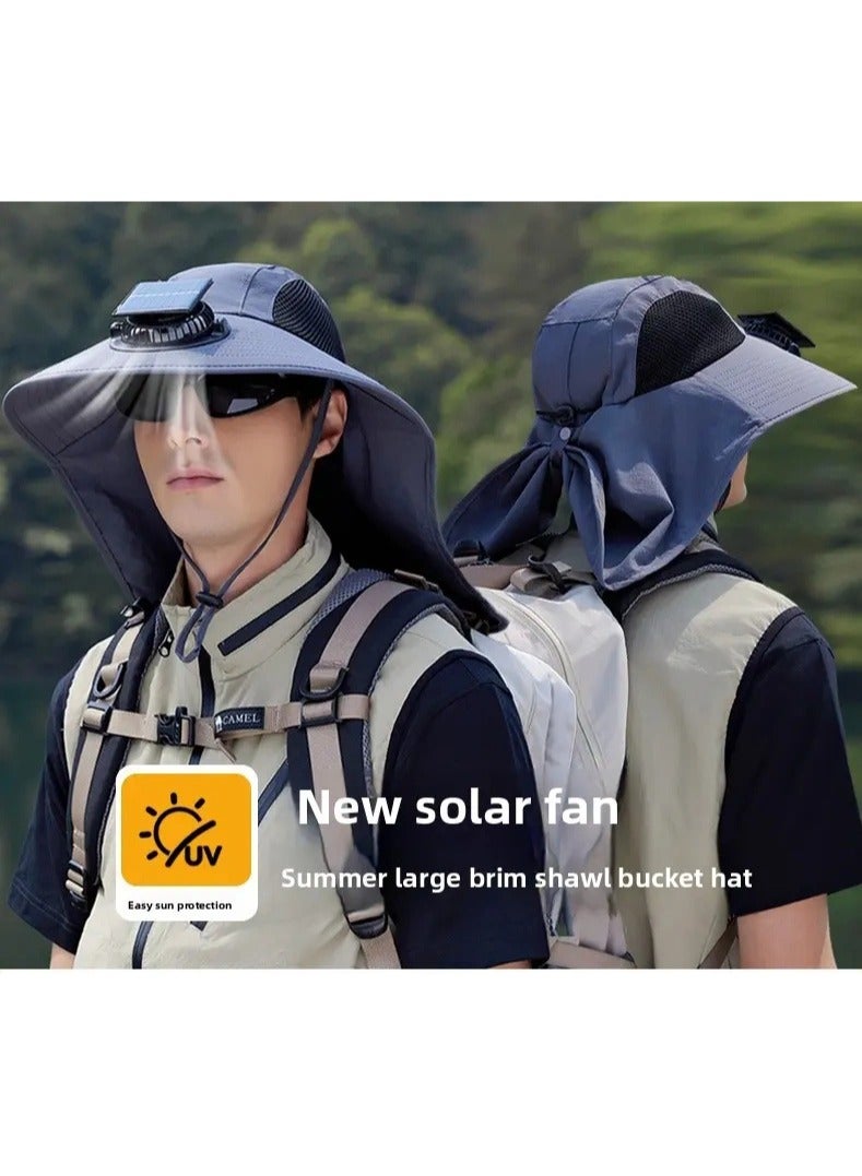 Generic Solar Fan Hat with Neck Flap, Wide Brim Sun Hat, UV Protective Hiking Fishing Hats for Women&Men - Image 1