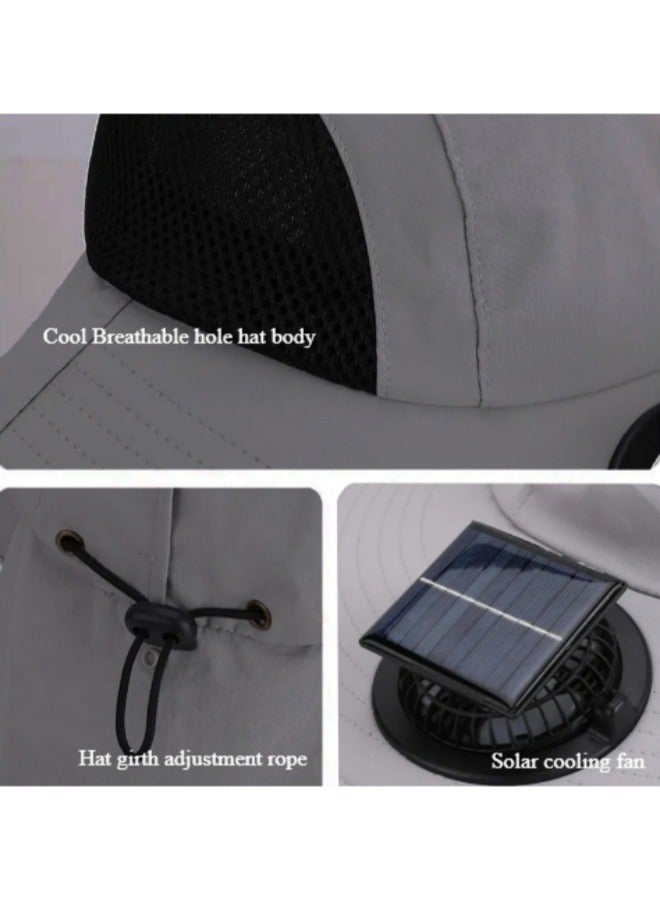 Generic Solar Fan Hat with Neck Flap, Wide Brim Sun Hat, UV Protective Hiking Fishing Hats for Women&Men - Image 5