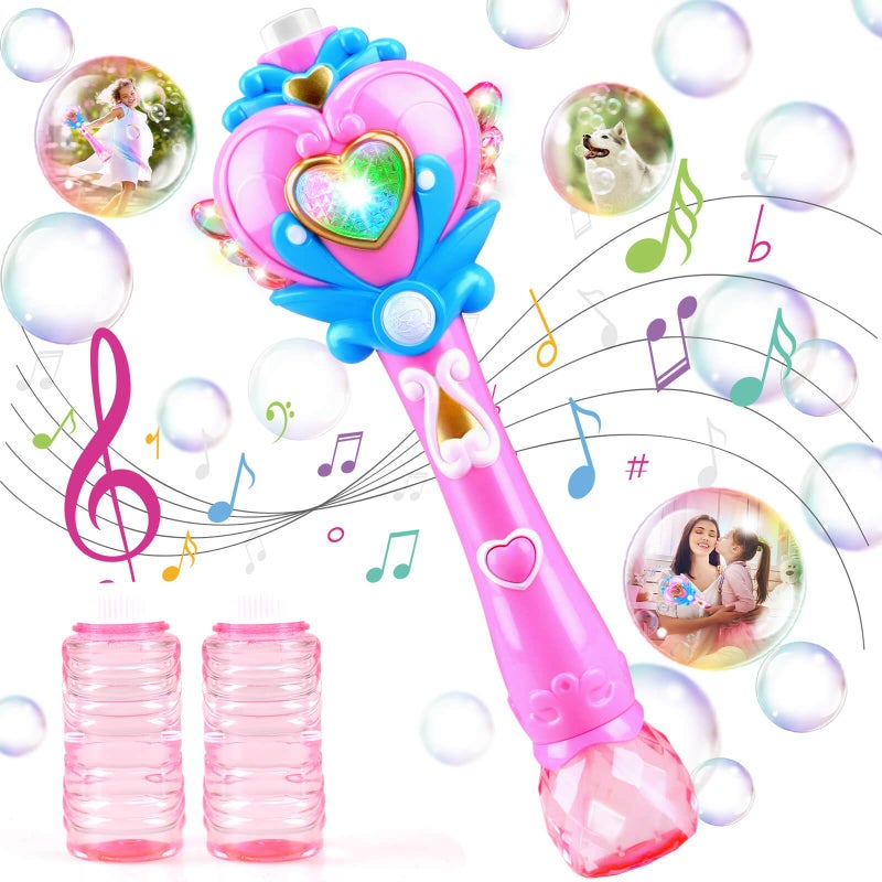 Beria Toys for Girls Princess Toy Bubble Wand Birthday Gifts for 3 4 5 6 7 8 Years Old Girl Bubbles Machine Fairy Wands for Kids Light Up with Bubble Solution Toddler Girl Toys Age 45 - Image 3
