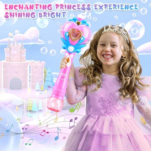 Beria Toys for Girls Princess Toy Bubble Wand Birthday Gifts for 3 4 5 6 7 8 Years Old Girl Bubbles Machine Fairy Wands for Kids Light Up with Bubble Solution Toddler Girl Toys Age 45 - Image 5