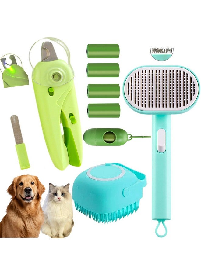 Generic Dog cleaning and grooming 8-piece set, nail files with LED Light and Nail file, dog comb, cleaning brush, Bags Dispenser and trash waste bag, dog poop bags dispenser, grooming supply package - Image 1