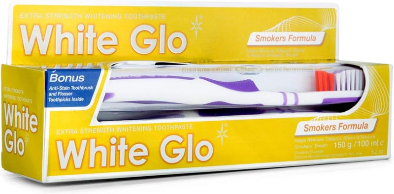 WHITE GLO Smokers Formula WHITENING Toothpaste 100 ML 2 Packs