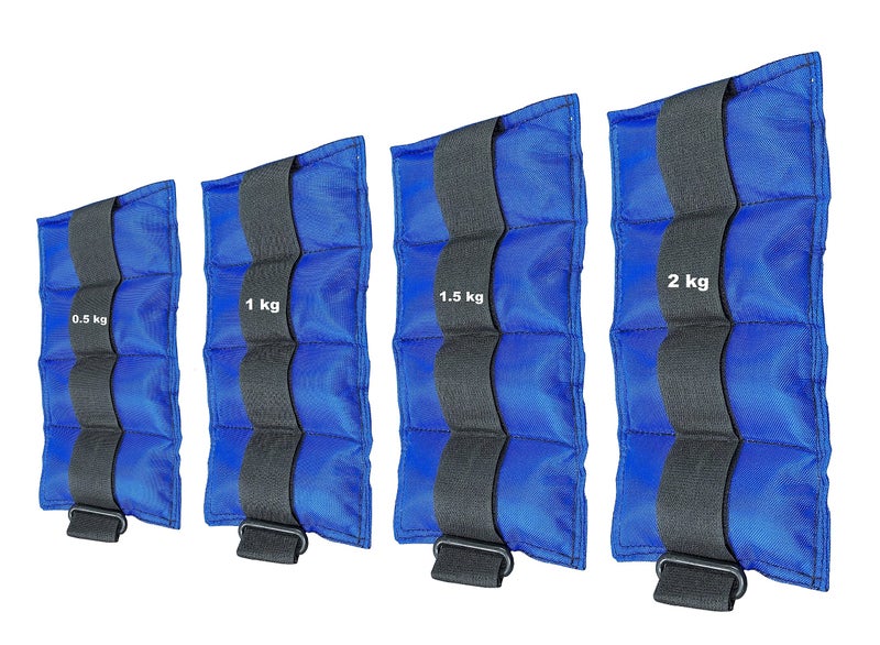TYCOON PHYSIO SOLUTIONS Physiotherapy Gym & Fitness Instrument Weight Cuffs,Blue (Half kg, 1kg, 1.5kg, 2kg) - Image 1