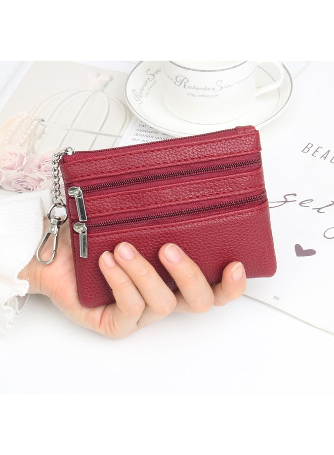 Fashion Key Bag Zipper Bag Women's Small Card Bag Pendant Mini Coin Purse Coin Bag Short Small Wallet-Color:Fantasy Green - Image 4